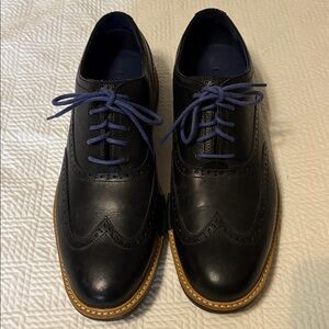 Cole Haan Black Leather Wingtip Shoes